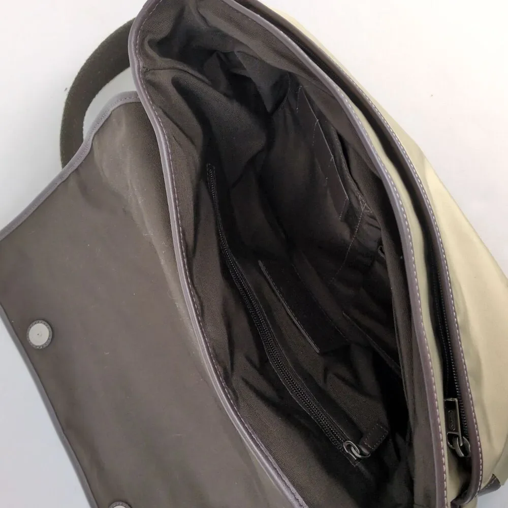 Coach Tan Nylon Messenger Bag‎ F70355 Brown Leather Trim Crossbody 2012 Unisex